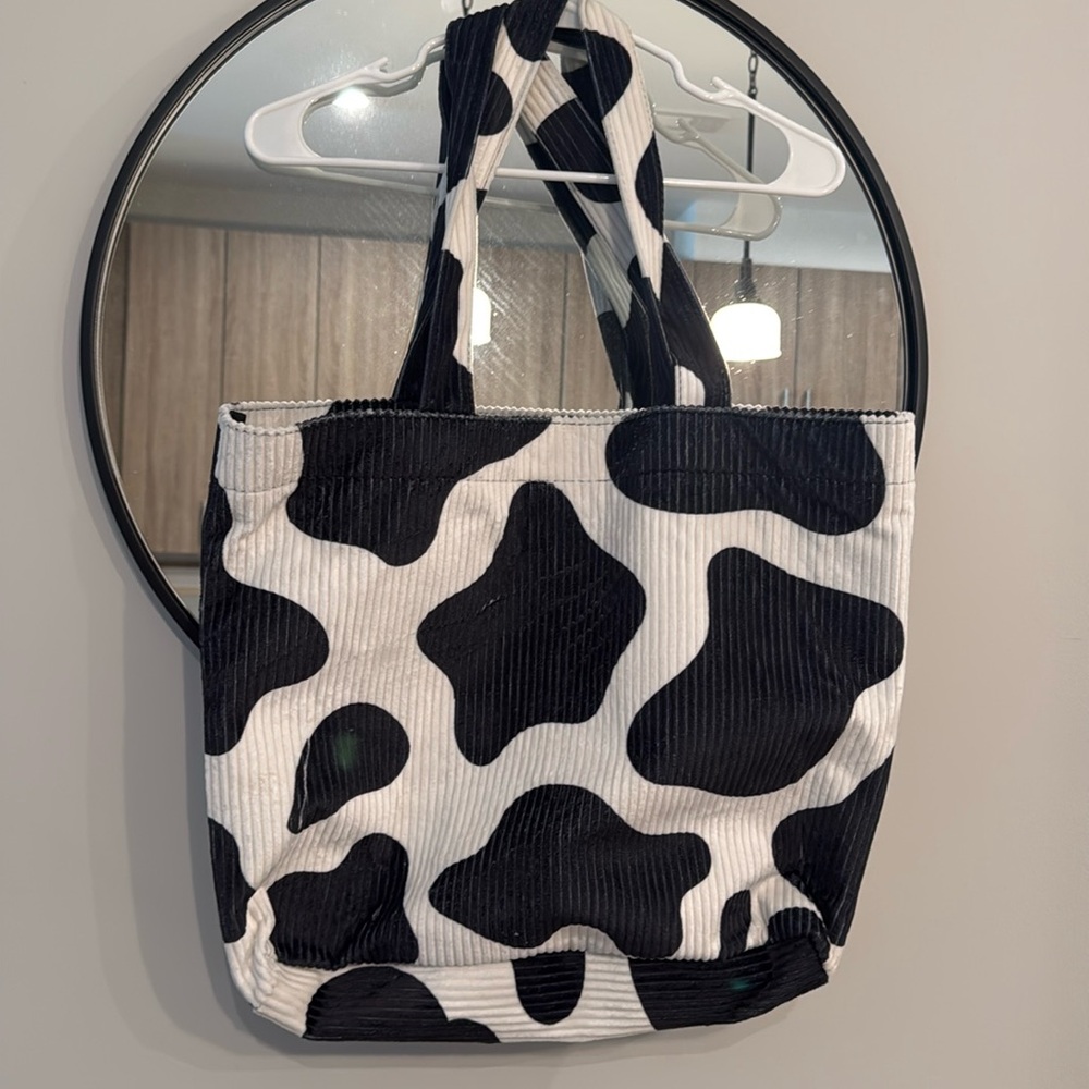 Cow Print Corduroy Tote Bag